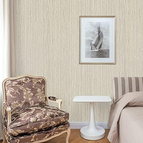 VEELIKE 15.7''x354'' Ecru White Grasscloth Peel and Stick Wallpaper Textured - Image 2