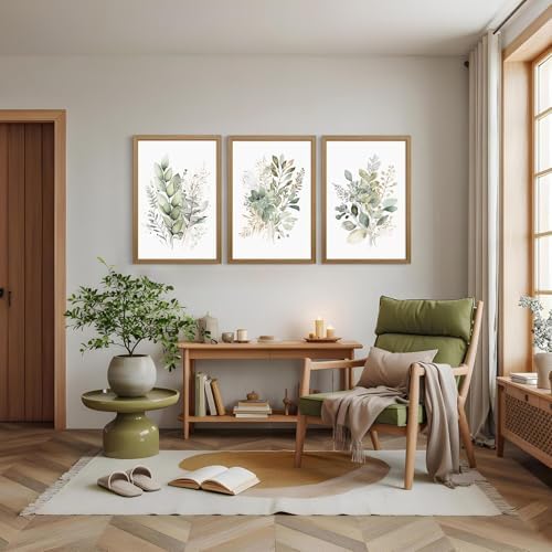 Joocrise Wooden Frame Watercolor Botanical Wall Art Boho Floral Canvas Wall - Image 3