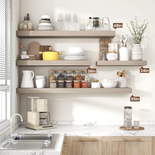 Heimlove Floating Shelves 55.1" W x 10.3" D Grey Set of 2 - Image 4