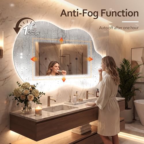 60''x36'' Backlit Mirror Bathroom Wall Cloud Rounded Corners, LED Bathroom - Image 4