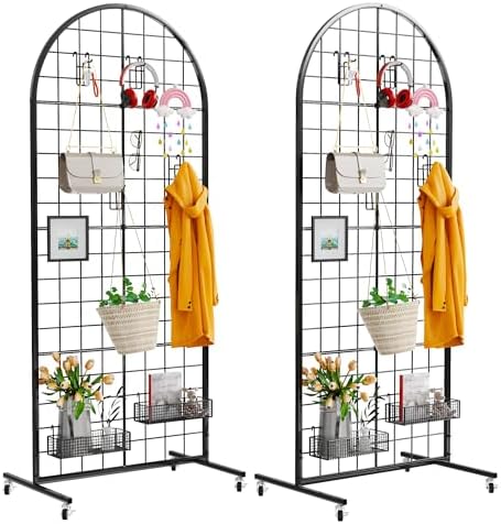 VGMiu Grid Wall Panel 2' x 5.2' FT Metal Grid Display Stand 2PCS Black by VGMiu