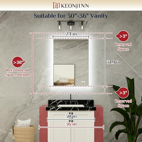 Keonjinn 24 x 32 Inch LED Bathroom Mirror - Image 2