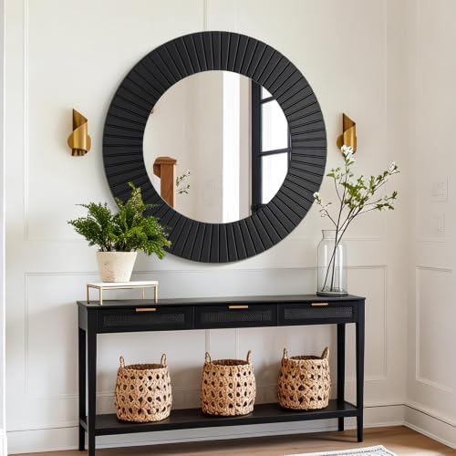 Chende 42'' Black Large Circle Mirror - Image 4