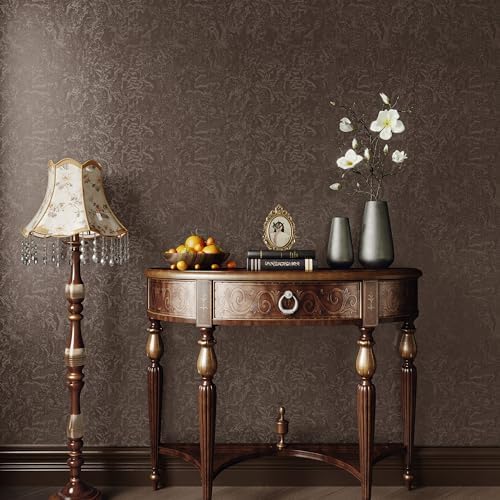 Abyssaly Brown Peel and Stick Wallpaper 15.7" x 393.7" Vintage Embossed - Image 3