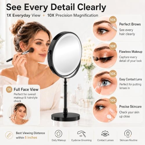 DEIOVWXS Makeup Mirror, Rechargeable Vanity Mirror - Image 2