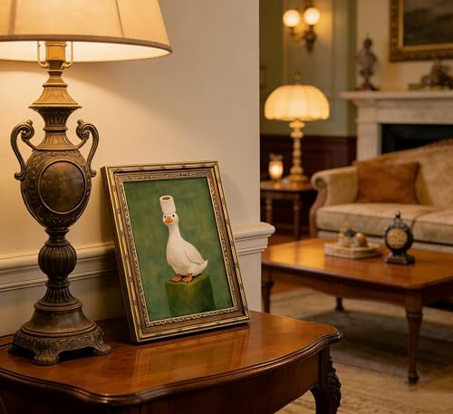 Vintage Gold Framed Duck Bathroom Wall Art, Retro Funny Goose Canvas Painting - Image 5