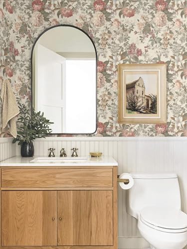 Ismoon Floral Wallpaper Peel and Stick Vintage Beige Contact Paper - Image 3
