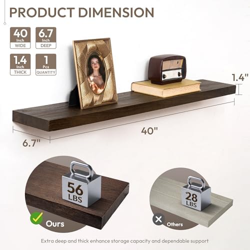 Marsmiles 40in Solid Wood Floating Shelves - Image 3