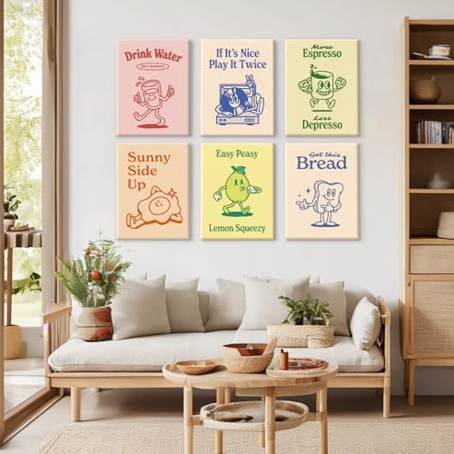 Youillne Retro Trendy Wall Art Decor Kitchen Aesthetic Canvas Art Prints - Image 7