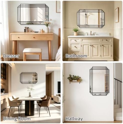 36"x24" Geometric Decorative Beveled Mirror - Image 6