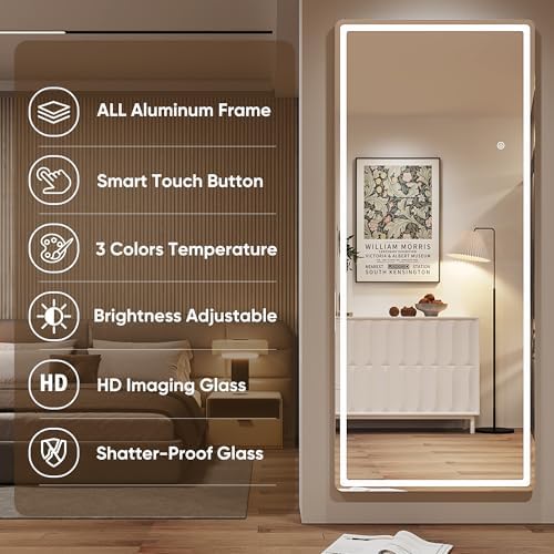 Antok 56"x20" LED Full Length Mirror, Lighted Floor Mirror - Image 3