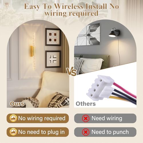 camuucci Battery Operated Wall Sconces Set of 2, Rechargeable Wall Lights - Image 3