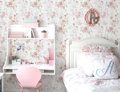 Pink Floral Peel and Stick Wallpaper Rose - Image 6