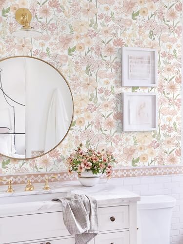 Heroad Floral Peel and Stick Wallpaper Pink Contact Paper Flower Stick on - Image 5