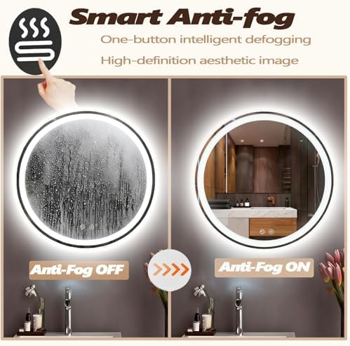 LTFUUAI 20" Round LED Bathroom Mirror - Image 6