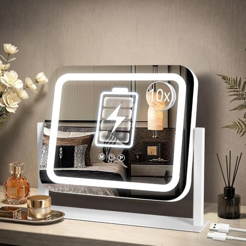 Ratsamee Rechargeable Vanity Mirror, 8000mAh 12"×14" Makeup Mirror by RATSAMEE