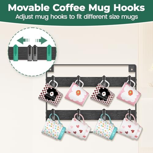 EsLuker.ly Mug Holder Hanger Cup Display Rack Wall Mounted, 2 Pack Black - Image 3