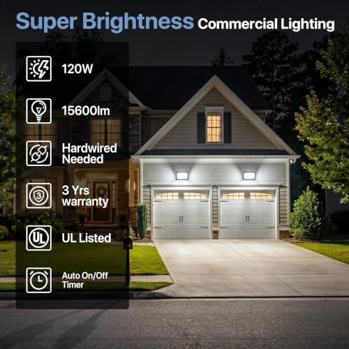 HYPERLITE LED Wall Pack with Timer: 120W Wall Pack LED Exterior Light 100-277V - Image 5