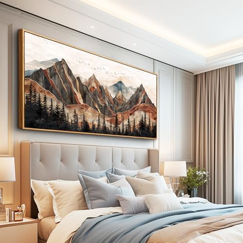 XIGUANGART Framed Boho Landscape Large Wall Art, Abstract Sun Mountain Canvas - Image 4