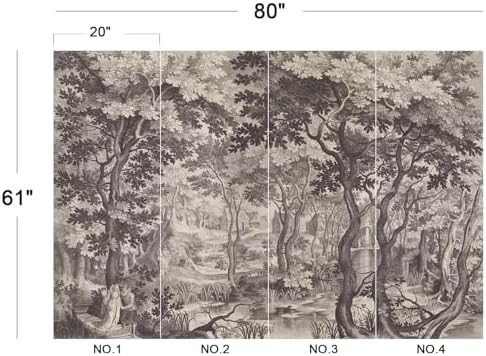 Vintage Monochrome Forest River Landscape Peel and Stick Wallpaper - Image 5