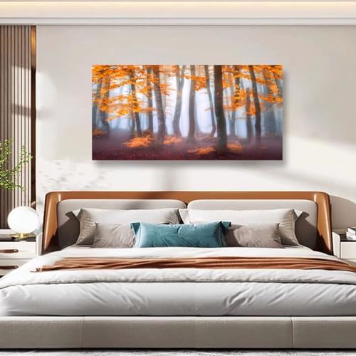 Orange Maple Leaf Tree Canvas Wall Art - Image 4