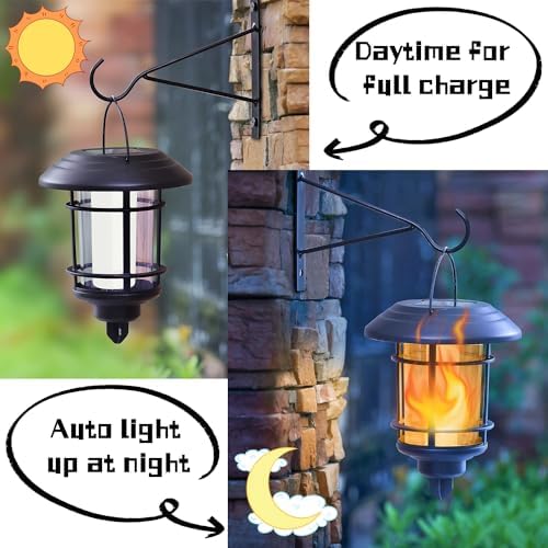 Dynaming 4 Pack Solar Flame Wall Lanterns Outdoor, Solar Powered Wall Mounted - Image 2