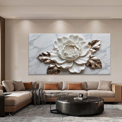 Suconvng Canvas Wall Art Living Room Prints Home Wall Decor Modern White Flower - Image 3