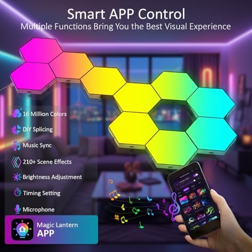 12 Pack Hexagon LED Wall Light Panels – RGB Smart Lights - Image 3