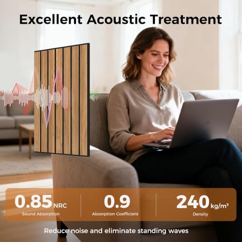 TO-TH 12 Pack Sound Panels Self-Adhesive Noise Absorbing Panel, Rustic Teak - Image 3