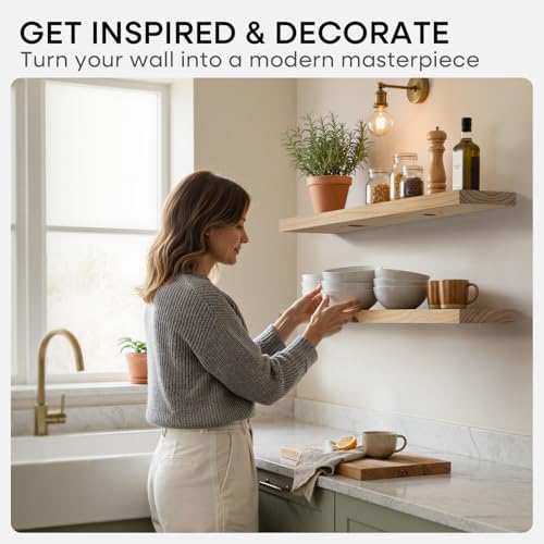 Homeforia 12 Inch Floating Shelves, High-End Solid Pine Wood - Image 6
