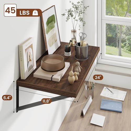 Deep Wall Shelves 24"W x 12"D Engineered Wood Floating Shelves - Image 3