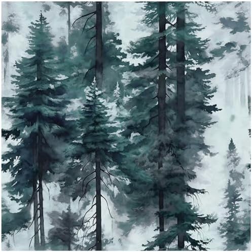 HAOKHOME Forest Peel and Stick Wallpaper Misty Blue Mural Contact Paper by HAOKHOME