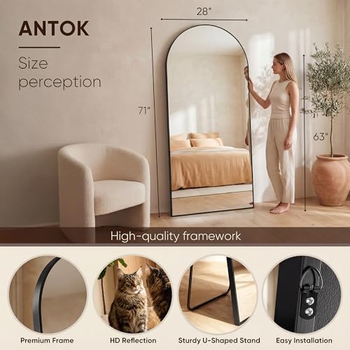 Antok 71" x26” Arched Full Length Mirror, Floor Mirror - Image 3