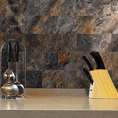 AULIGET 6" x 12" Peel and Stick Backsplash Wall Tiles, PVC Faux Stone Stick on - Image 5