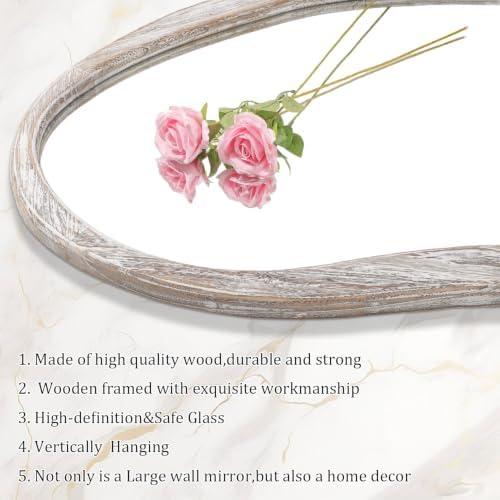 AAZZKANG Wall Mirror Full Length Wood Framed Floor Mirrors Irregular Large - Image 3