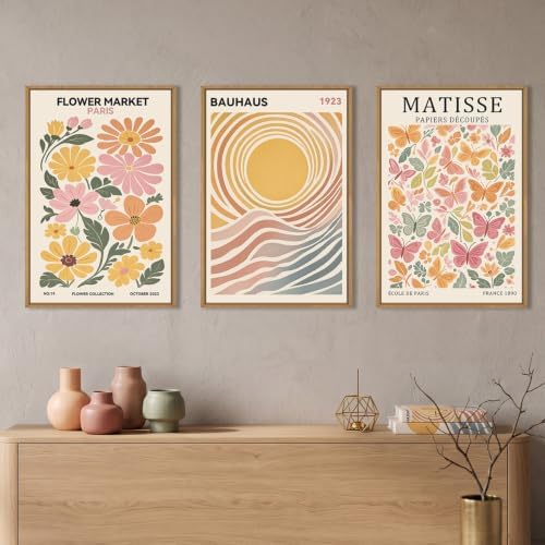 Boho Matisse Floral Framed Canvas Wall Art Set -24"x36"x3 - Image 2
