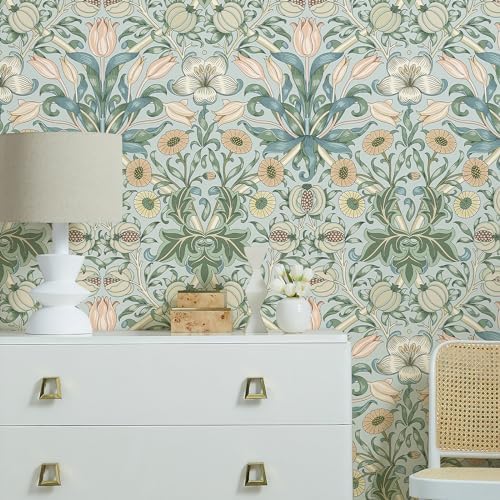 HueBurst 17.3"x118" Vintage Peel and Stick Wallpaper Floral Contact Paper - Image 2