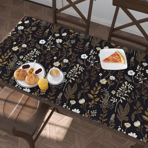 Black Dark Muted Gold Floral Peel and Stick Wallpaper 17.5" x 787" - Image 7