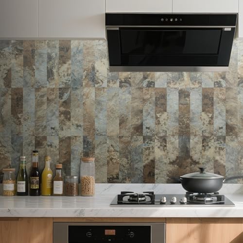 AULIGET 40-Piece Beige & Brown Slate Peel and Stick Backsplash Wall Tiles - Image 5