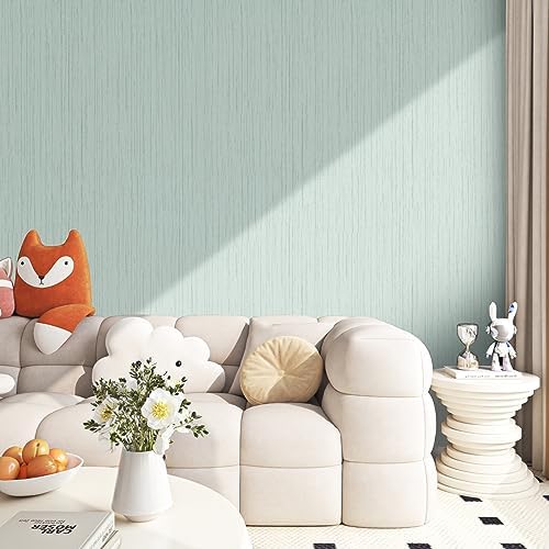 FunStick Light Green Grasscloth Wallpaper Peel and Stick Textured Mint Green - Image 7
