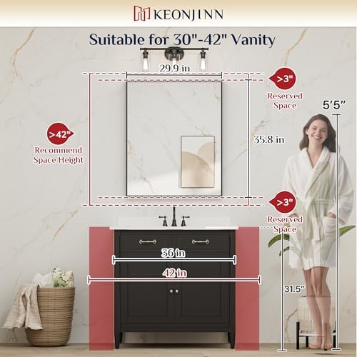 Keonjinn 30x36 Inch Nickel Bathroom Mirror - Image 2