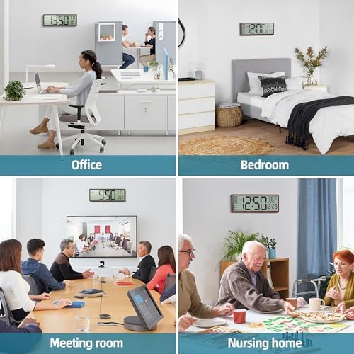 15" Large Digital Wall Clock Battery Operated Wood, Clock - Image 7