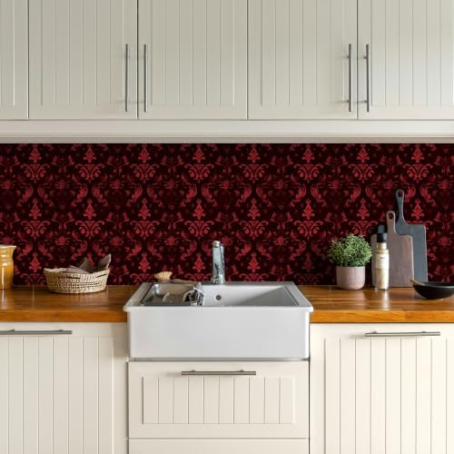 FLFK Dark Red Wallpaper Gothic Peel and Stick Wallpaper 16" x 128" - Image 5