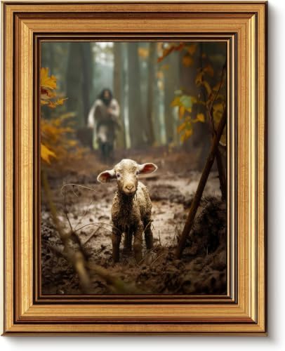 Christian Wall Art Jesus and Lamb Canvas Print, Baptism Gift by Ploceinywallart