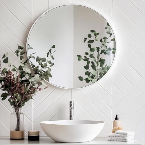Oruii Small Round Mirror, 18 inch White Circle Mirror - Image 5