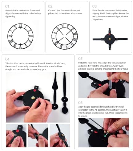 40 Inch Large Silent Wall Clock, Easy Assembly Roman Numeral Black - Image 3