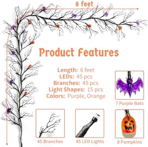 6 Ft Halloween Decor Vine with 45 LED Lights, Adjustable Shape - Image 5