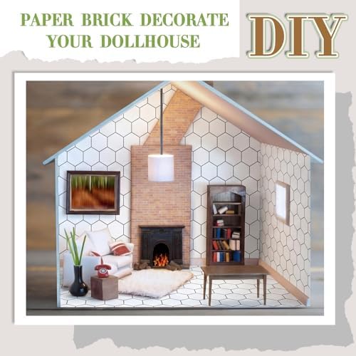 Flutesan 12 Pcs Miniature Dollhouse Wallpaper, Hexagonal Grid - Image 3