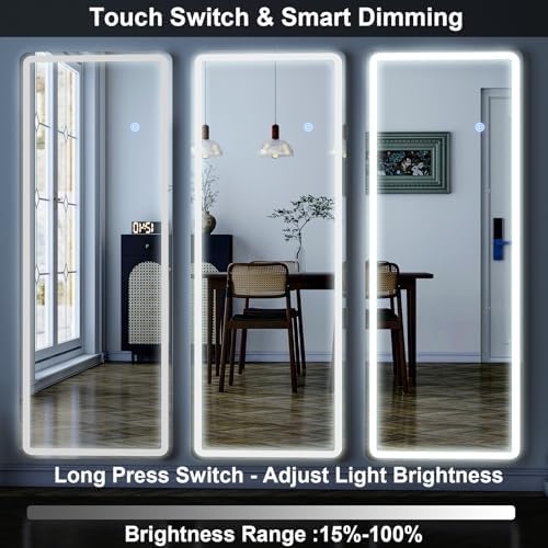 GLSLAND 56" x 20" Full Length Mirror, LED Lighted Floor Standing Mirror - Image 5