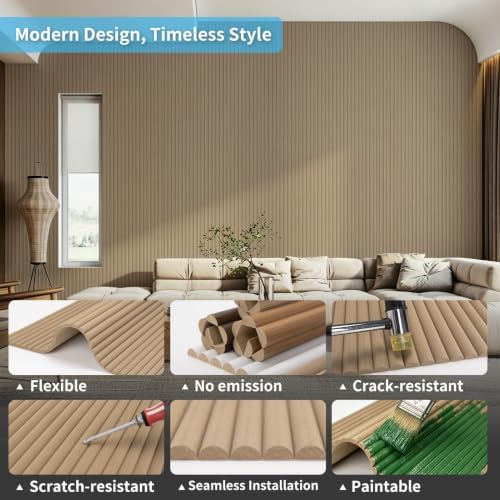 Art3d Roll-Flat Beaded Wood Slat Wall Panel, 94.5 x 23.6 in - Image 5